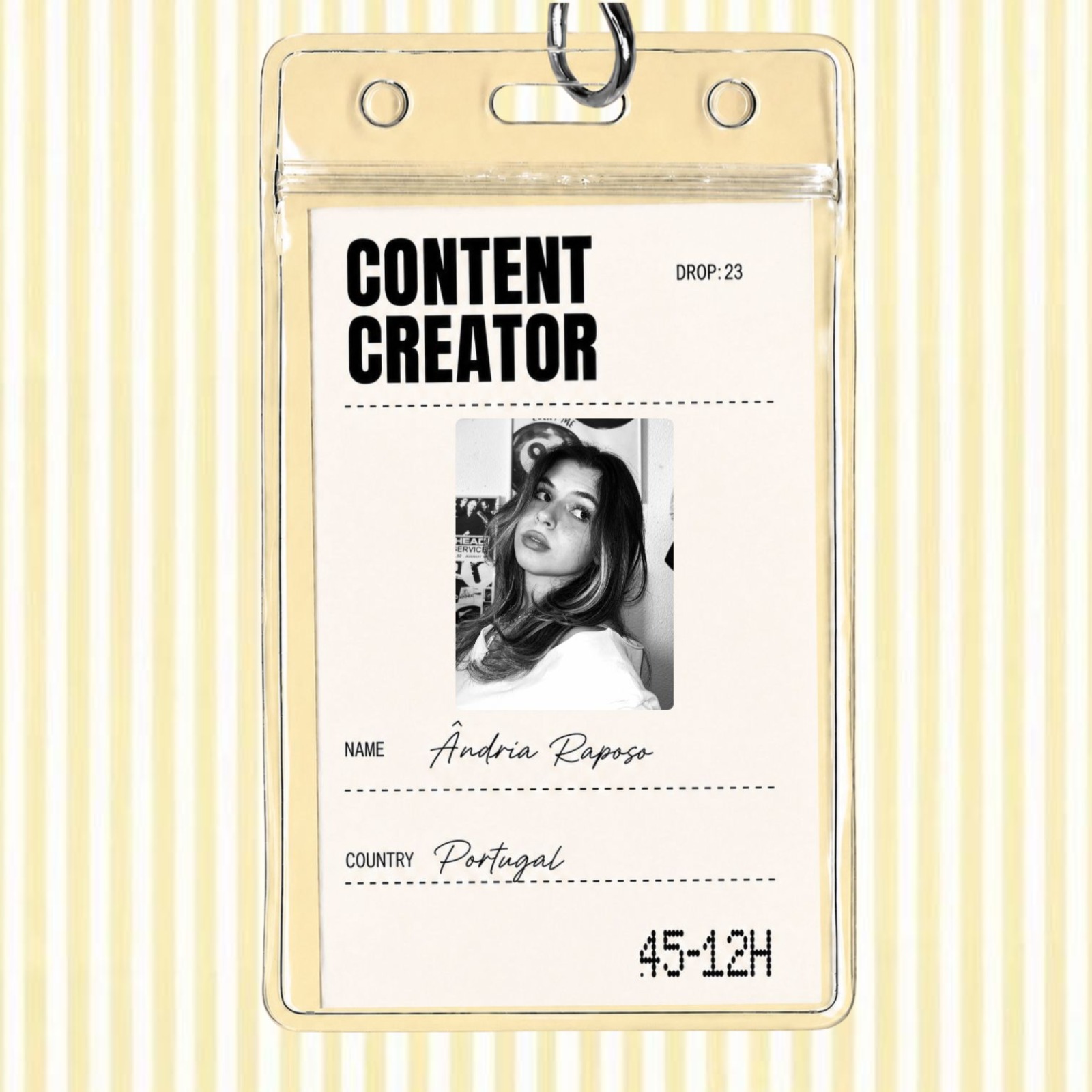 Ândria Raposo content creator ID badge